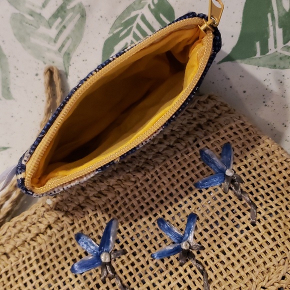 Wristlet and Coin Purse -  Woven Paper - Beachy Coastal / Tiki - NWOT - Picture 3 of 11